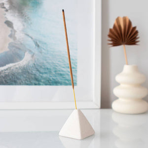 Modern Minimalist Cream Speckle Pyramid Incense Stick Holder